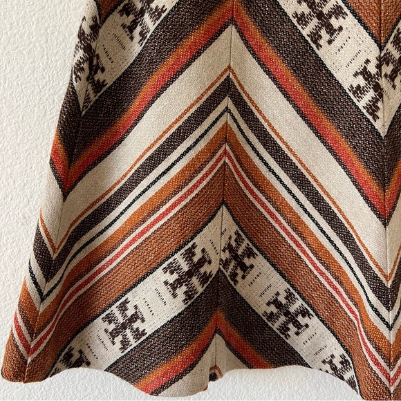 True Vintage 70s Aztec Southwestern Chevron Print A-line Skirt SZ Small - Picture 4 of 15